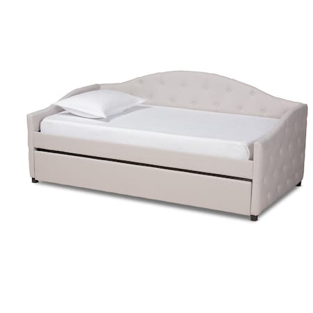 Baxton Studio Becker Modern and Contemporary Transitional Beige Fabric Twin Size Daybed with Trundle 184-11083-Zoro